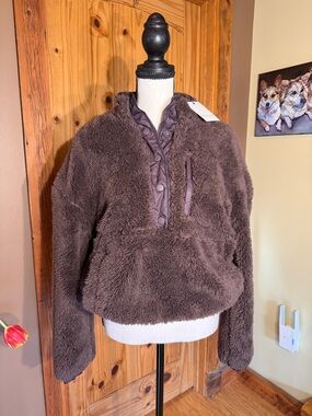 Reaction Reese Cozy Plush Half-Snap Pullover - Deep Brown (Raisin)